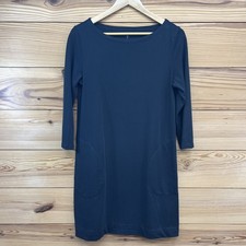 Garnet Hill Dress Womens 4 Basic Minimalist T-Shirt Boatneck Pockets Cotton B188