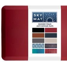 SKY SOLUTIONS ANTI FATIGUE MAT 3/4" CUSHIONED DESK & GARAGE 24" X 70" - BURGUNDY