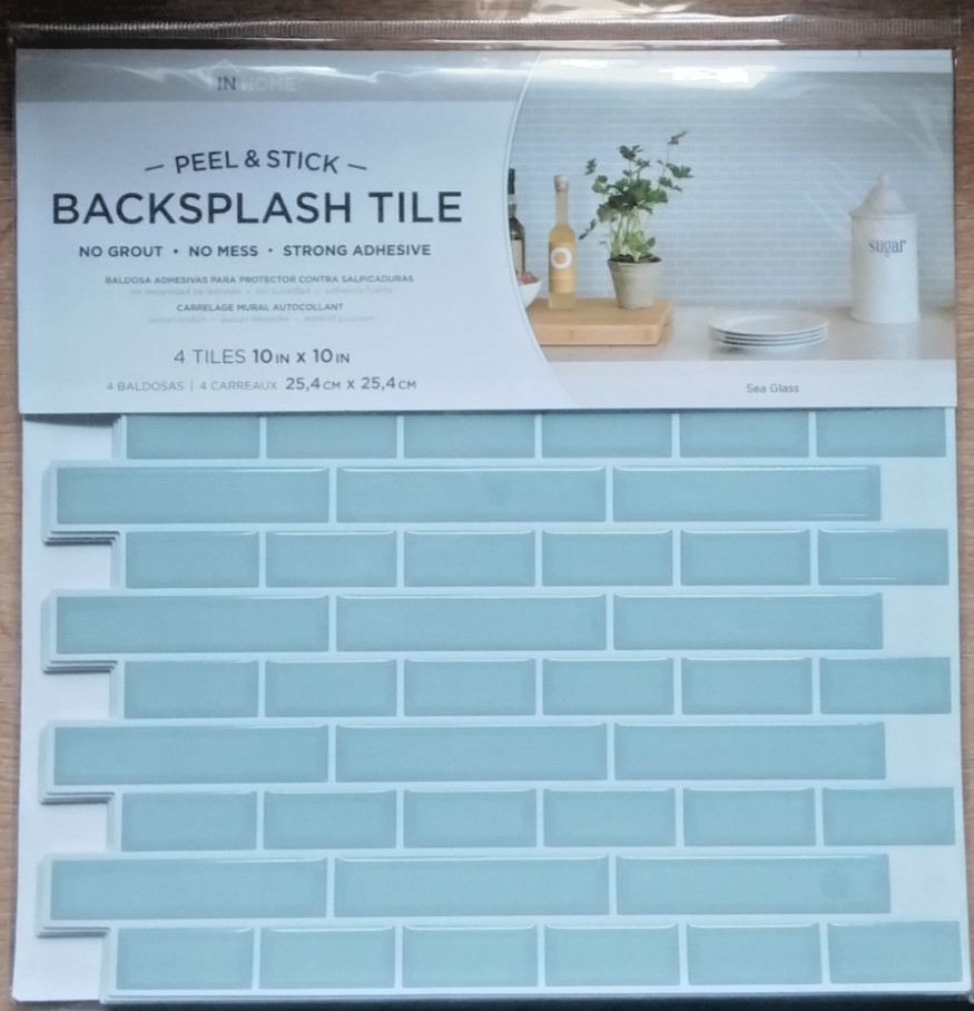 INHOME SEA GLASS BACKSPLASH TILES PEEL AND STICK NH2361 PACK OF 4 TILES 10x10