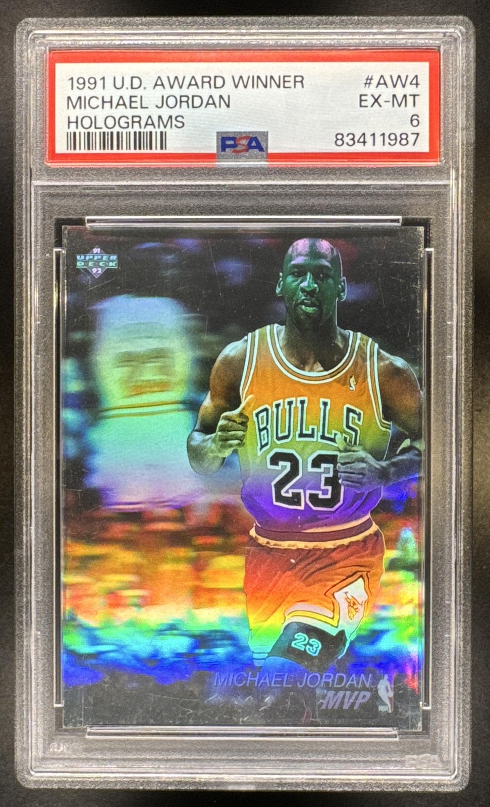 1991-92 Upper Deck #AW4 Michael Jordan Award Winner Holograms Bulls PSA 6