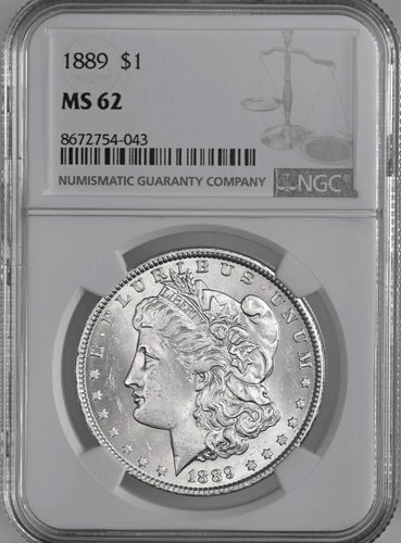 1889-P  $1  MORGAN SILVER DOLLAR  "PHILADELPHIA"  NGC MS62  #8672754-043