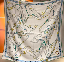 70 Cashmere 30 Silk Wrap Scarf chain Print Double Face Print Shawl 140X140cm