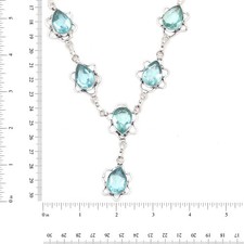Swiss Blue Quartz Gemstone Jewelry Necklace Set 18-20''