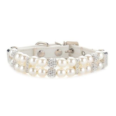 Dog Collar with Pearls Rhinestones Ultra-flashing Necklace for Wedding Birthday