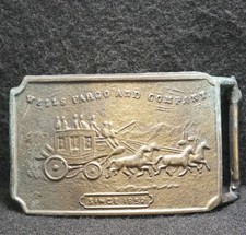 WI07123 COOL VINTAGE 1970s  WELLS FARGO AND COMPANY  ADVERTISEMENT BELT BUCKLE