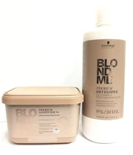 (2 PACK)Schwarzkopf BlondMe Lightener 9+ and BM Dev. 9 % 30 Vol Duo,33.8, 15.8oz