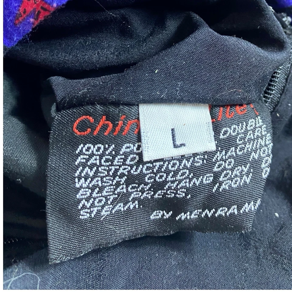 复古 90 年代 Tecnica 背心男式大号阿兹特克红羊毛黑色双面全拉链复古 — 第 3/4 张图片