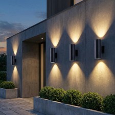 4 Pack 12" Outdoor Wall Light Black Exterior Waterproof Cylinder Sconce Fixtures