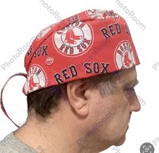 Boston Red Sox Logo Red Scrub Cap Doo Rag Dr Nurse Vet Cotton Hand Made NWT