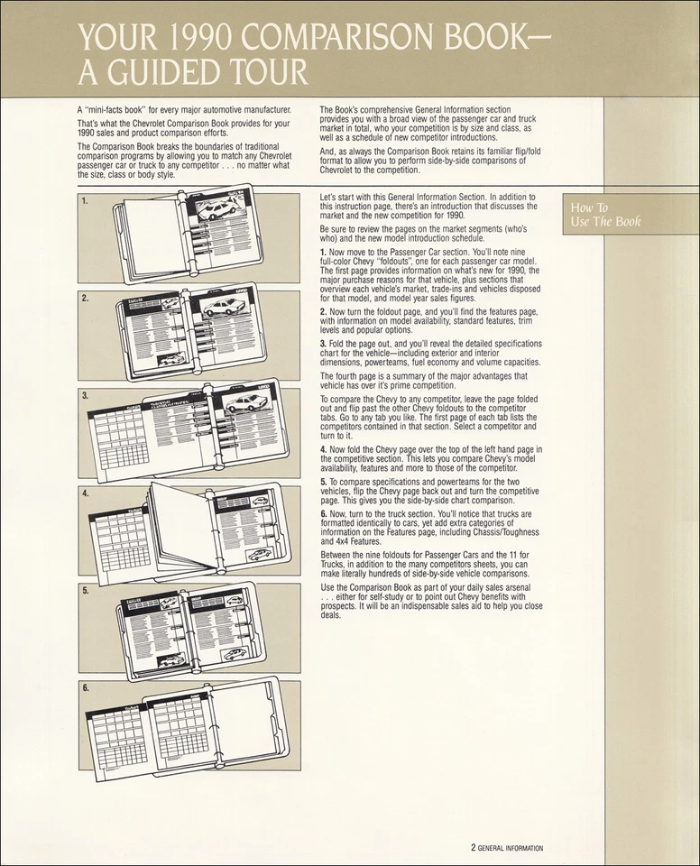 Chevrolet 1990 comparación competitiva concesionario álbum original - sin carpeta original Foto 2 de 2