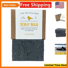 Natural Dead Sea Mud  Charcoal Soap - 2 Bar Pack for Deep Cleansing Skincare