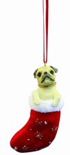Assorted Pug Black Fawn Santa's Little Dog Christmas Ornament Decoration