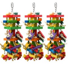 3 Pack Large Parrot Toy, 20in Bird Parrot Toy, Multicolor Natural Wooden Bird...