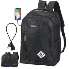 17" Oxford Anti-theft Laptop Backpack Travel Business Shool Book Bag w USB Port