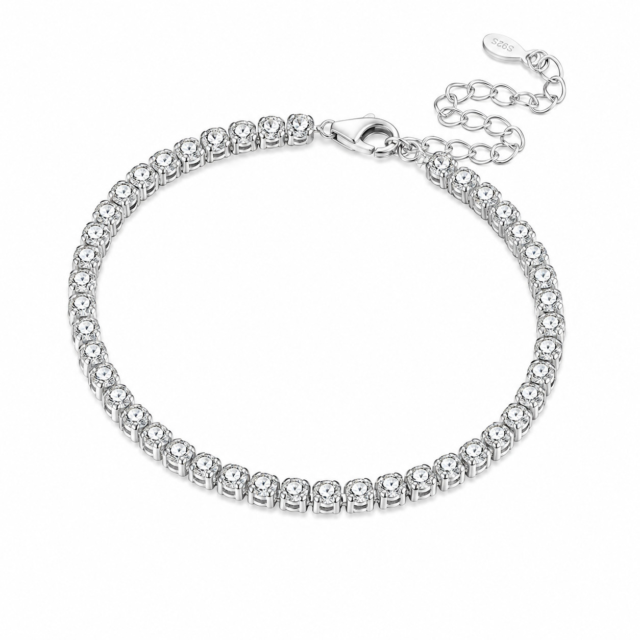 **3mm Sterling Silver Zirconia Tennis Chain Bracelet for Women jewelry Gift