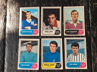 a & bc gum Scottish blue back football cards 1969 x 6 Cooke Hood