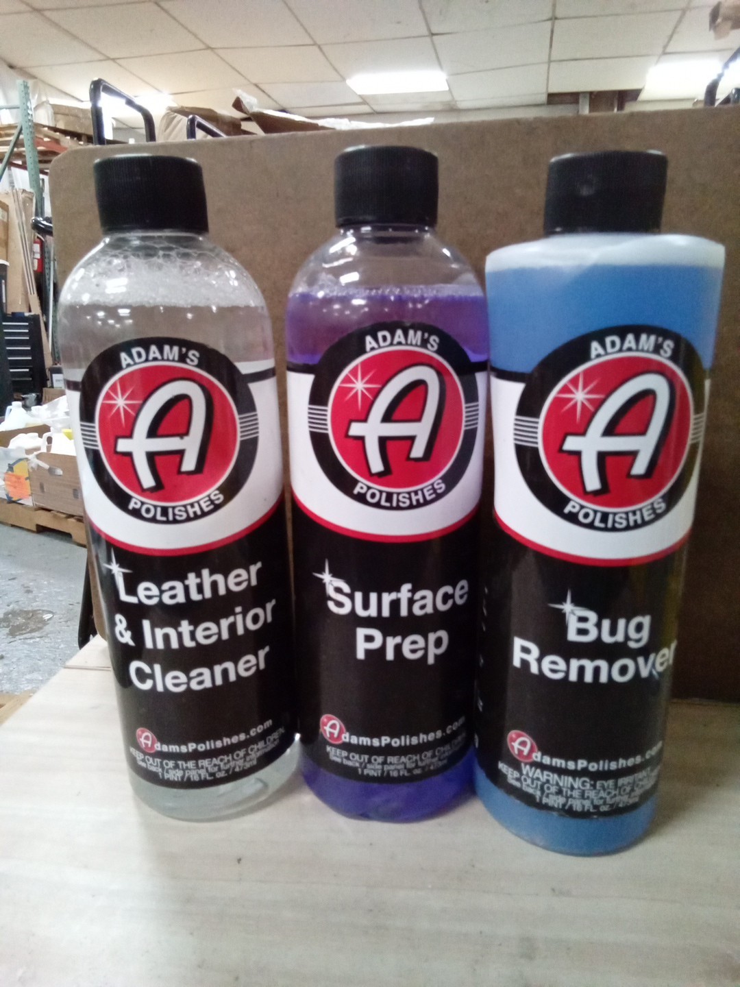 3pk Adam's Polishes, Leather/Interior Clr, Surface Prep, Bug Remover, 413, YB