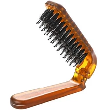 Sliverdew Hair Brush, Foldable Mini Boar Bristle Travel Hair Brush for Women 