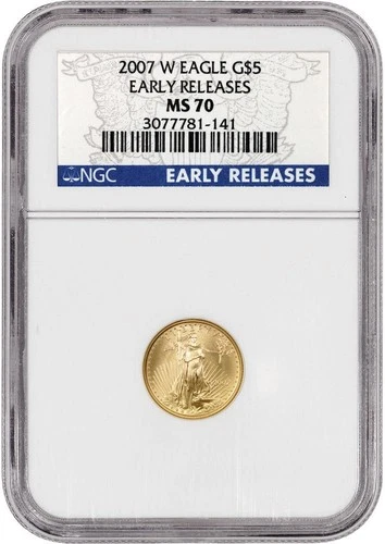 2007 W $5 1/10 oz Gold American Eagle NGC MS70 ER Uncirculated Coin
