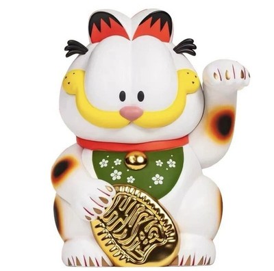 ZCWO Garfield FORTUNE Gold Rush Lucky Cat White Ver PVC Figure Toy H26CM(10.2in)