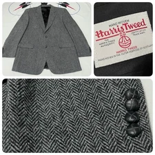 Jos. A. Bank x Harris Tweed Blazer Jacket Sport Coat Herringbone Tweed 46L Mint!
