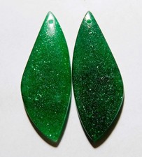 31.20 Cts Natural Green Aventurine Drilled Cabochon Match Pair 40X15MM 28