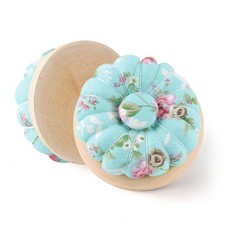 Pumpkin Pin Cushion with Magnetic, Wooden Base Cute Needle Pincushions Japane...