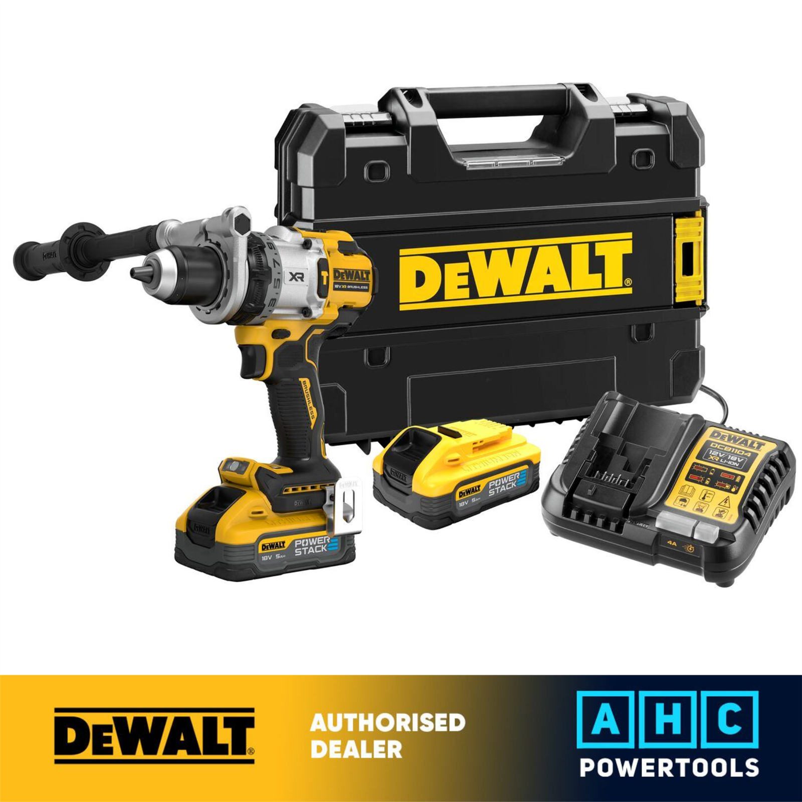 DeWalt DCD1007H2T 18v XR Combi Hammer Drill - 2x 5.0Ah Powerstack Batteries