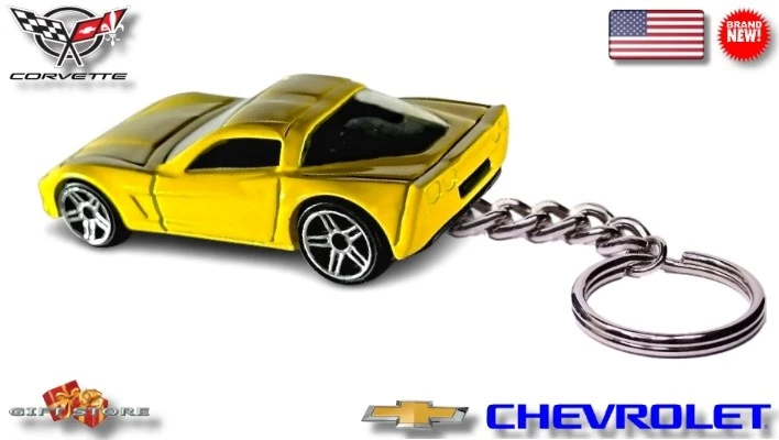 🎁🚦🏁 🆕 VERY RARE KEY CHAIN YELLOW 2005/2014 CHEVY CORVETTE C6 💕NICE GIFT💕🎁 - Image 2 of 4