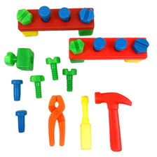 Tinker Tools Tinker Toy Workbench Plastic Tools Screws Nails Lot of 24 Pieces
