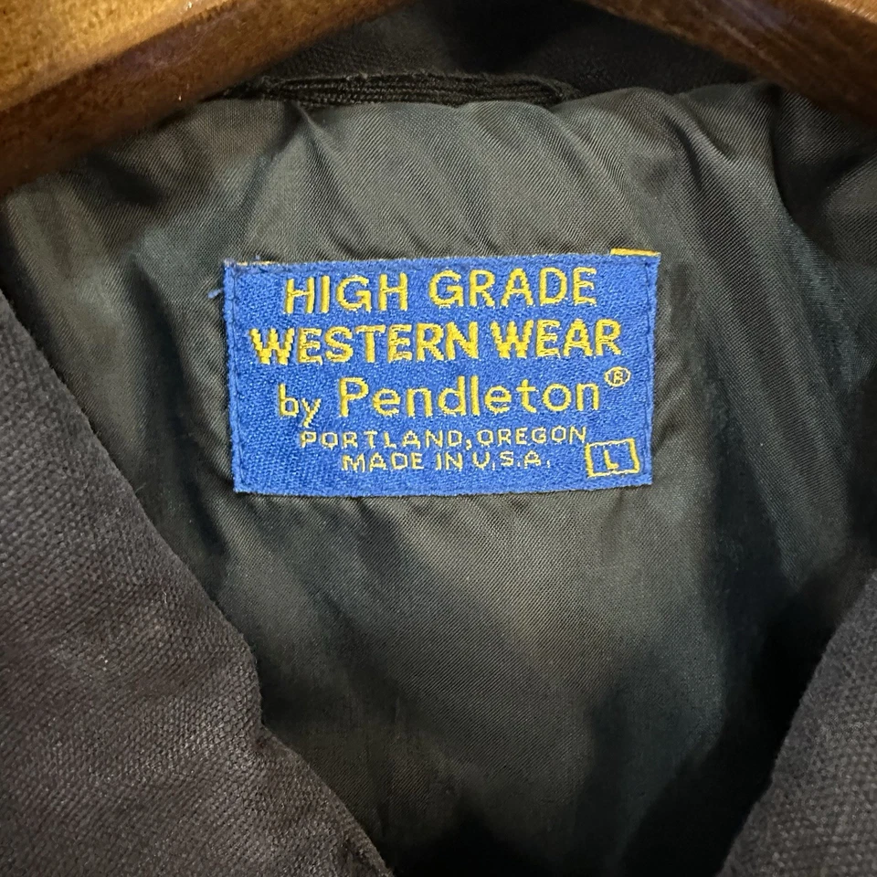 Vtg Pendleton High Grade Western Wear Large Wool Black Jacket Aztec Southwest - Image 3 of 4