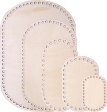 5Pcs Wooden Basket Bottom, 5 Sizes Oval Circle Blank Crochet Basket Wood Base