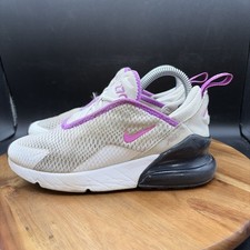 Nike Air Max 270 Niñas Talla 2Y Zapatos Atléticos Blanco Púrpura Tenis AO2372-116