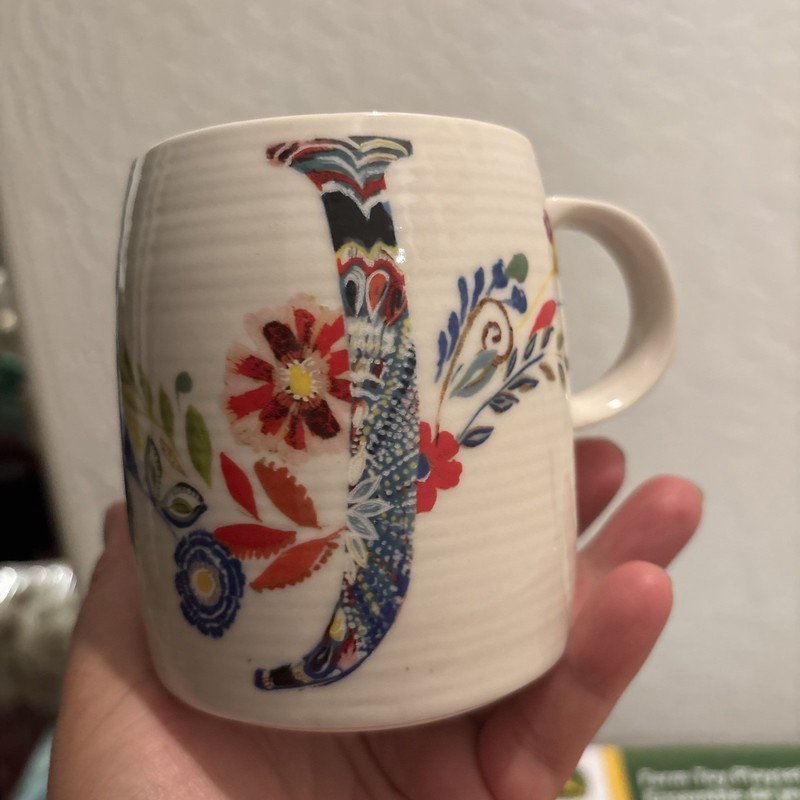 Anthropologie Brand J Monogram Tea Mug Cup