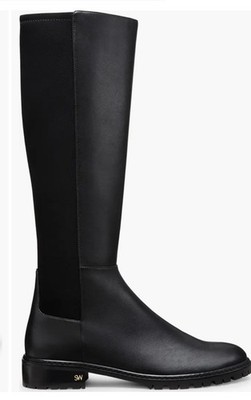 NEW $795 Stuart Weitzman City Knee High Leather Boots Black Womens Sz 7/EU 37.5