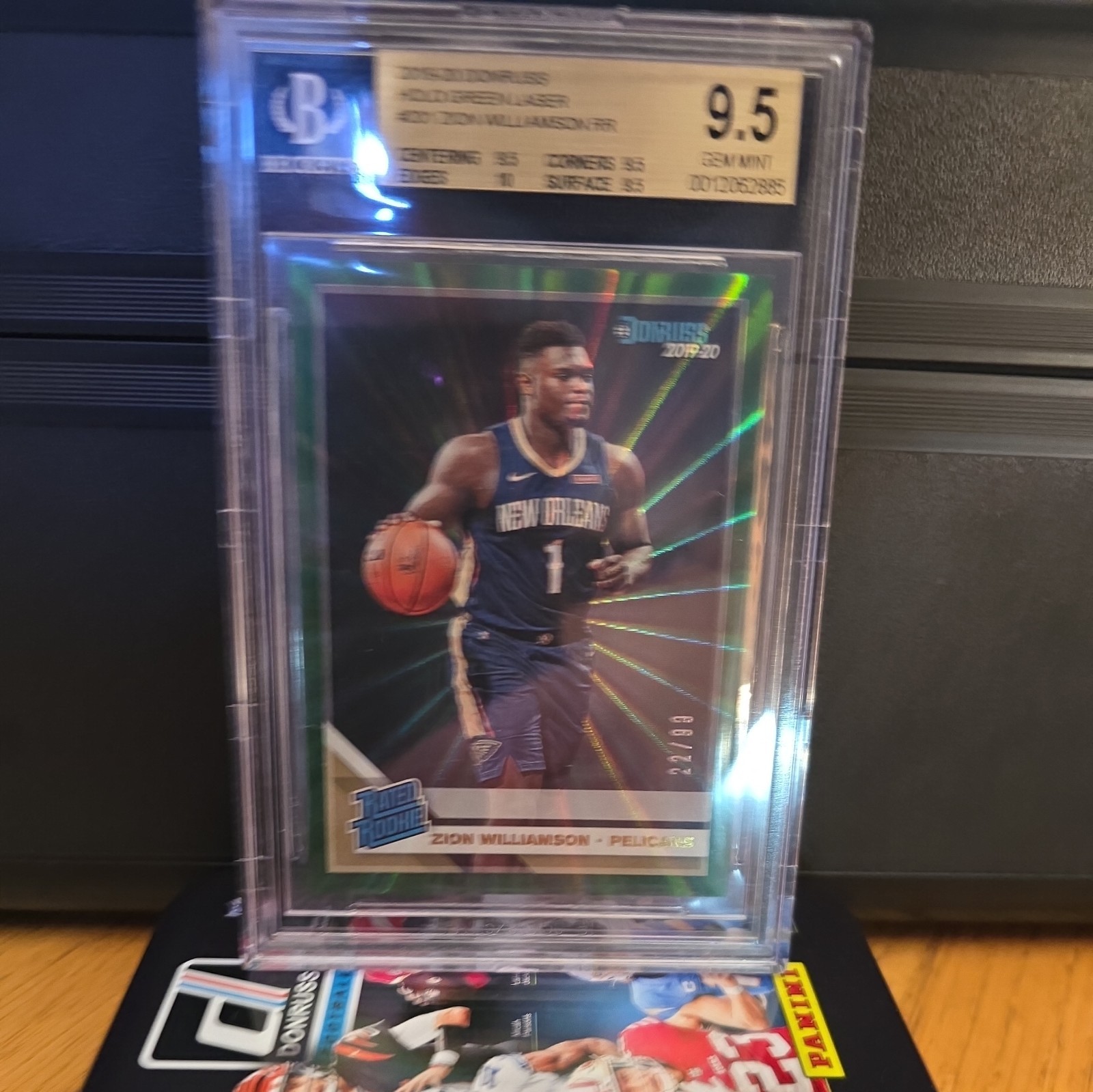2019 Donruss Zion Williamson Green Laser Rated Rookie #201 /99 PSA 10