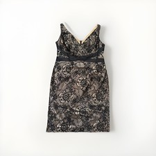 Eliza J Dress Sz 14W Nude w/Black Floral Lace Overlay Sheath 