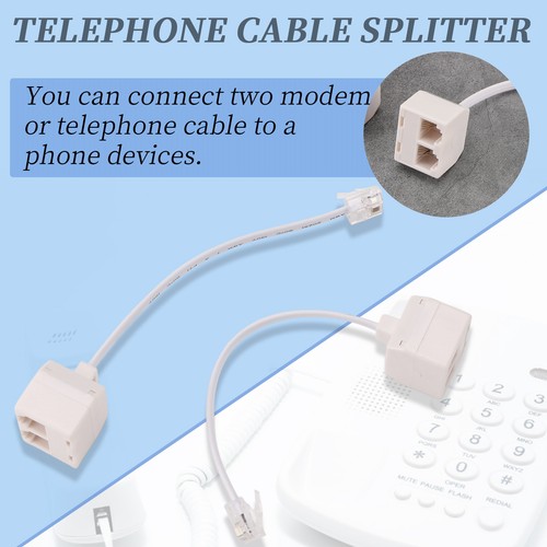 2pcs 6P4C RJ11 Dual Female to Male Telephone Cable Splitter Adapter T7O37543 - Afbeelding 6 van 8
