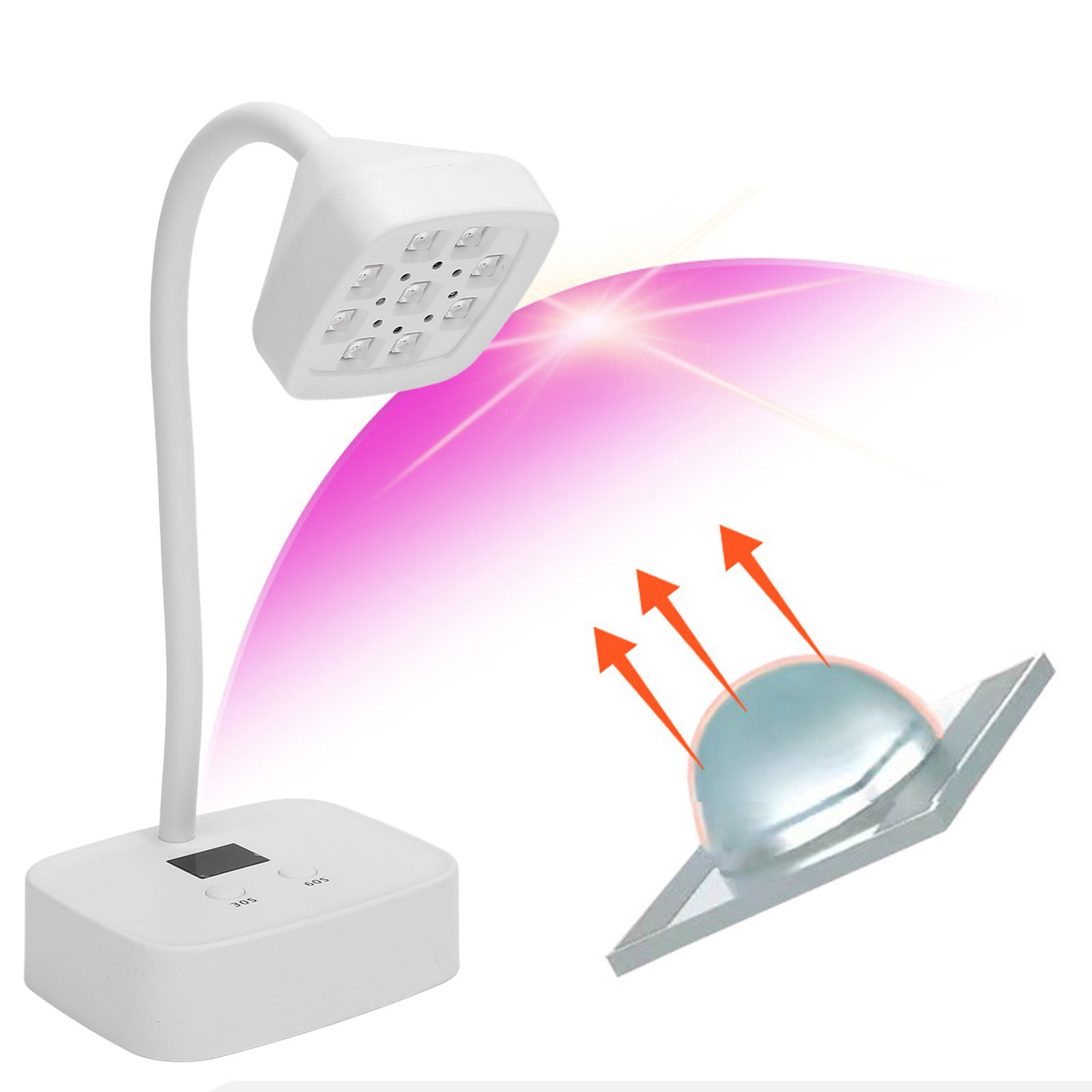 Gooseneck Nails Lamp Nail Lamp 9 Light Chips For Gel Polish For Manicure