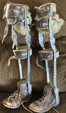 Vintage Antique Polio Leg Brace Braces Metal Leather Medical History W/Kid Shoes