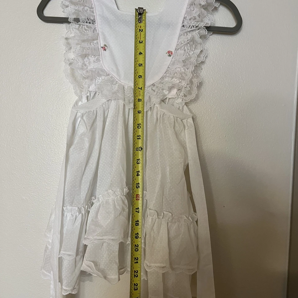 Vintage Bryan Girls Dress whit and pink Color Bow Ruffle Lace size 6 Made USA - Image 3 of 4