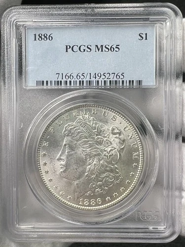 1886 $1 Morgan Dollar 90% Silver PCGS MS65 US Coin