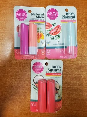 5 Tubes: eos 100% Natural Smooth Lip Balms Assorted Fruity Flavors -  E11B