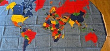 World Map By Fabric Traditions 59  X 35   Vintage 1998