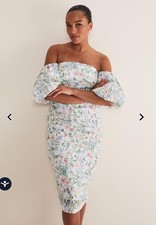 Phase Eight Stevie Floral Off-Shoulder Midi Dress - UK 16 Wedding Guest Party 
