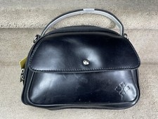 Patricia Nash Marta Top Handle Leather Crossbody Bag Vtg Veg Tan Black