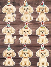 Party Poodle Dog Die Cut Vinyl Stickers Set Scrapbooking Laptop Waterbottle