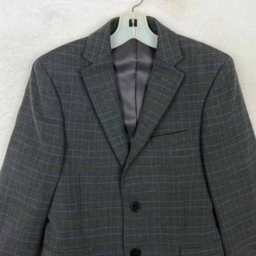 Lauren Ralph Lauren Blazer Suit Jacket Boys Kids 10R Gray Plaid Stretch Coat - Picture 2 of 12