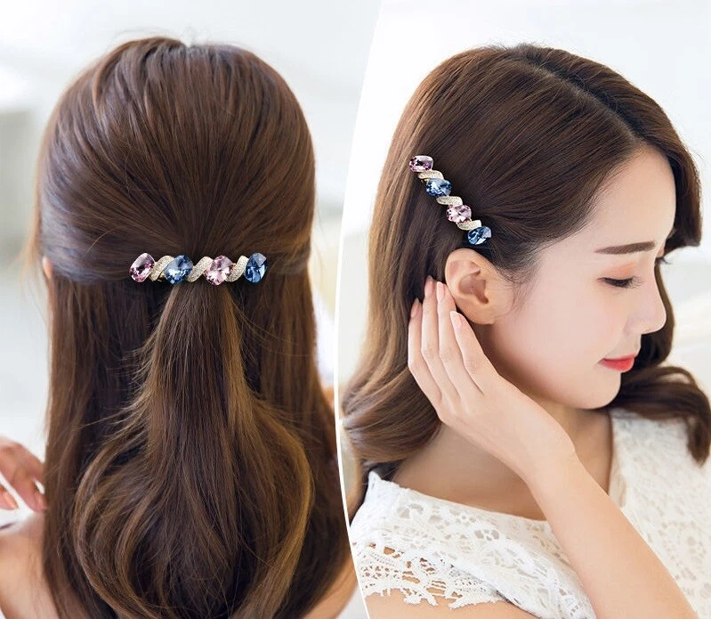 Fashion Women Girl Bling Crystal Rhinestone Hair Clip Barrette Hairpin Clips - Image 2 of 4