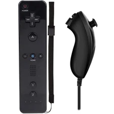 Black Remote Wiimote Nunchuck Controller Set Combo for Nintendo Wii Game 